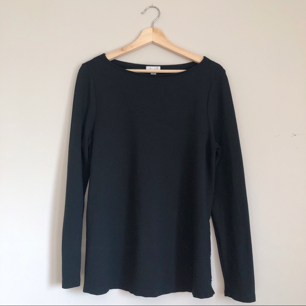 J. JILL Long Sleeve Ponte Top with Buttons Medium